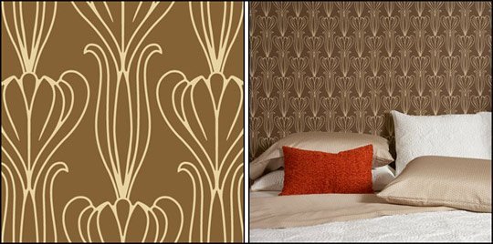 Overlapping Leaves temporary wallpaper from Pottery Barn 540x268