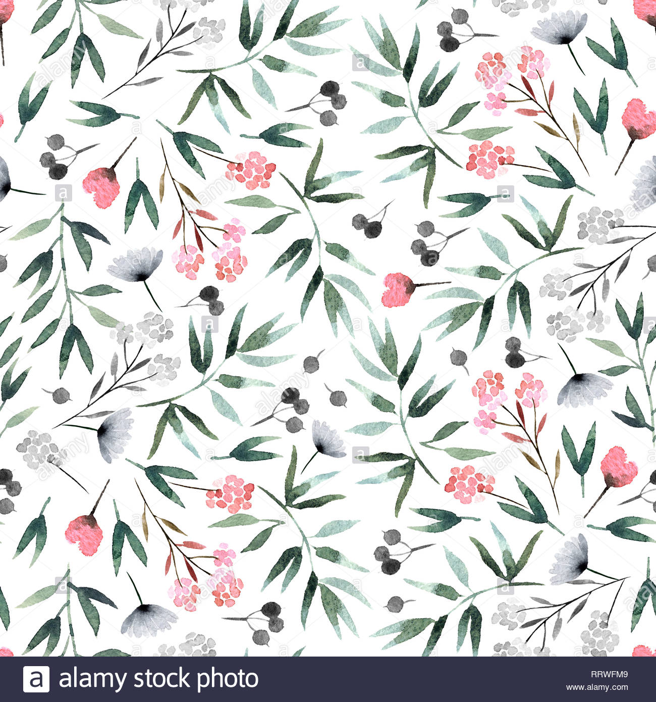 Isolated On White Background Seamless Pattern With Flora For Your