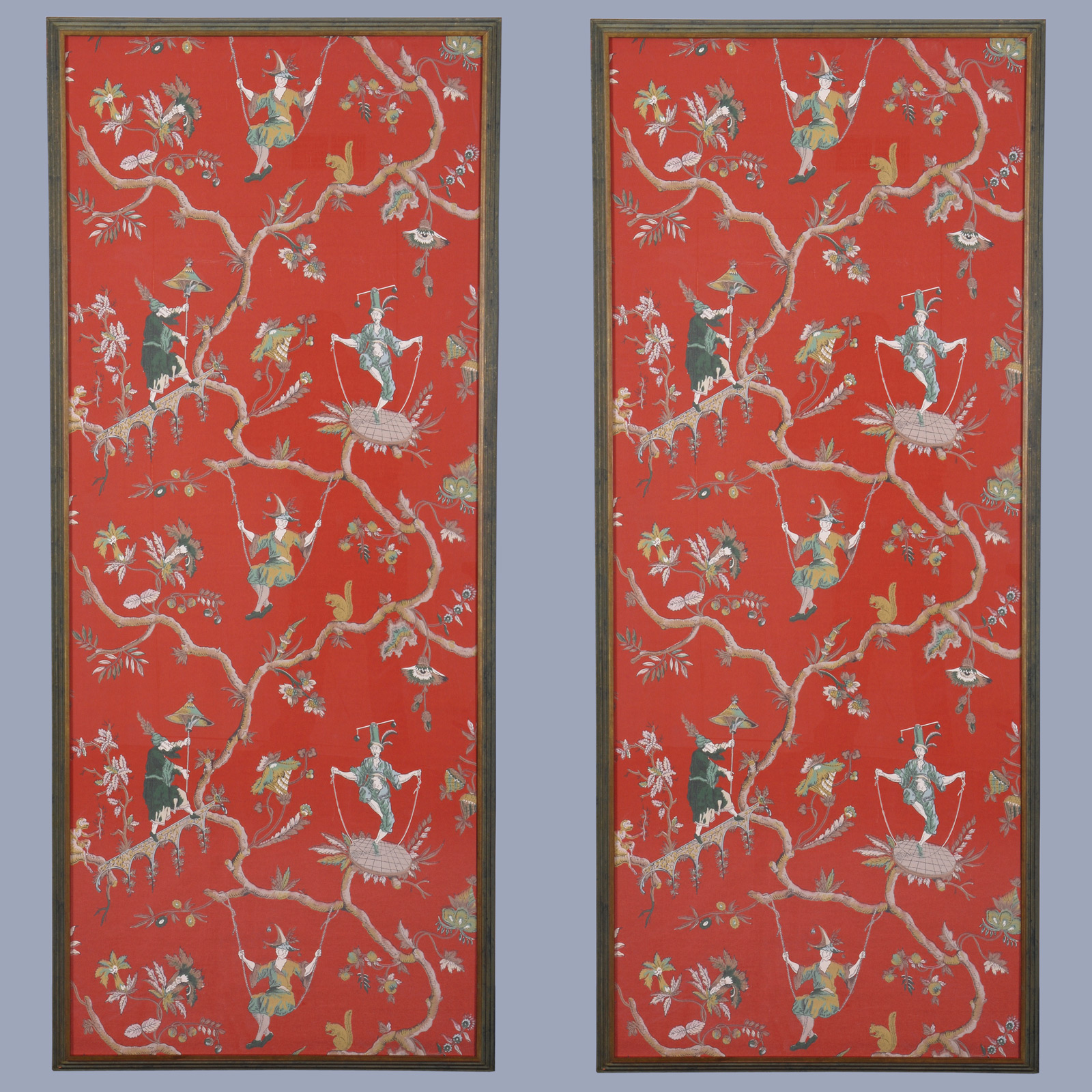 Pair Of French Chinoiserie Wallpaper Panels Circa