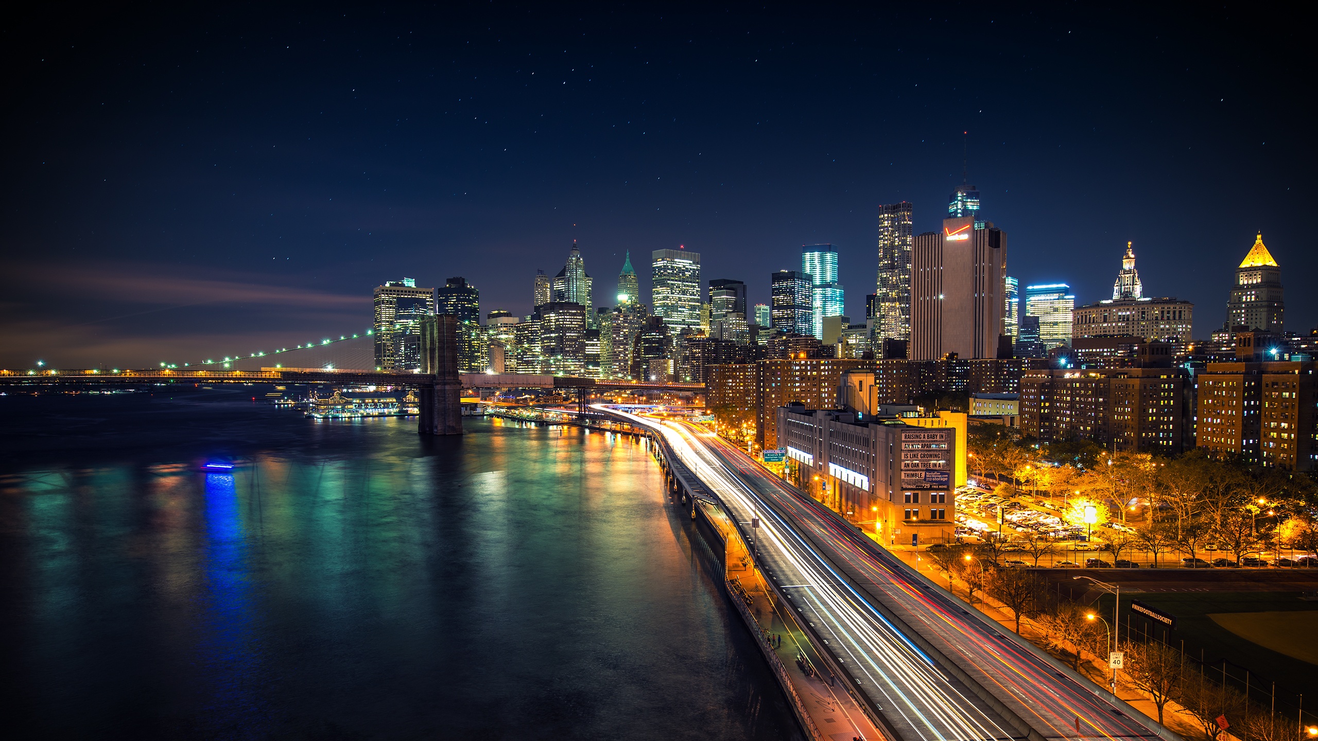 Manhattan Nights Cityscape Wallpaper Desktop Background