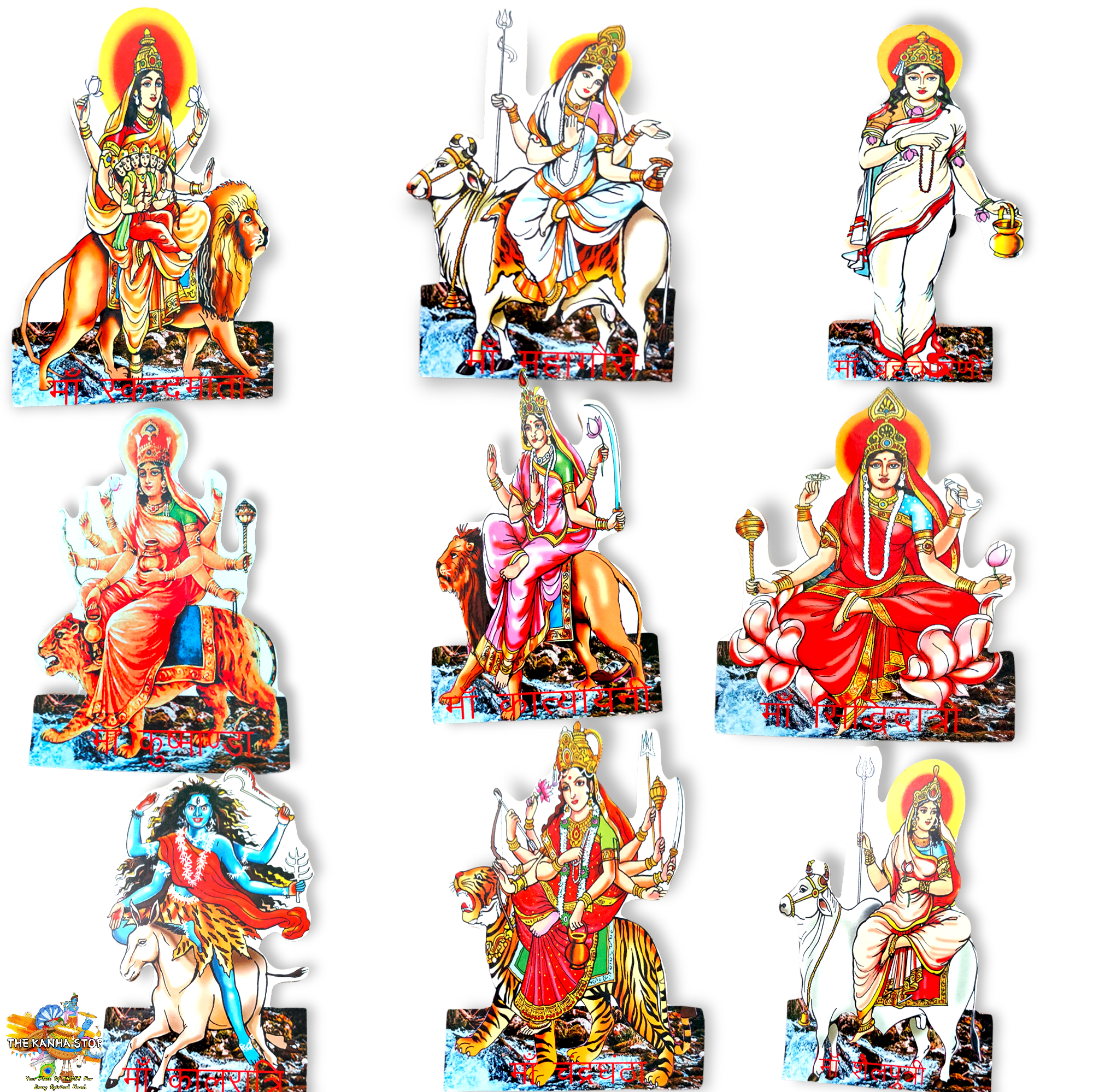 Nav Durga Wooden Mdf Set For Navratri Decoration Near Home Temple