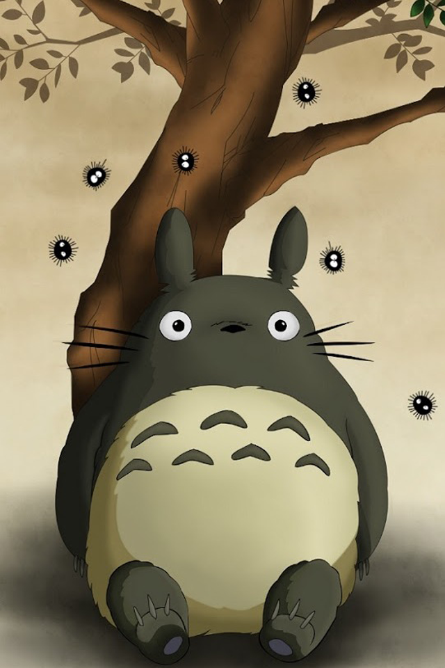 Totoro Sitting Under A Tree Wallpaper iPhone