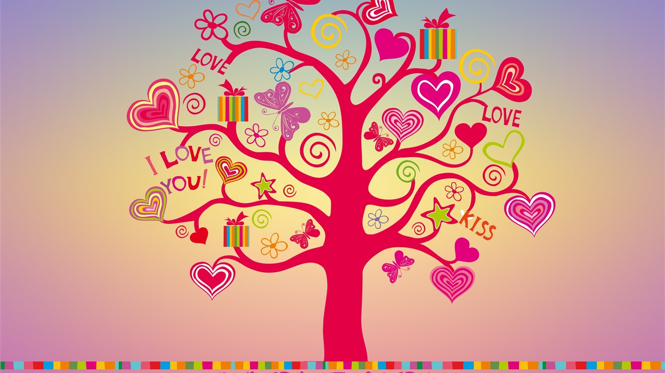 Love You Tree Hearts Wallpaper Description I