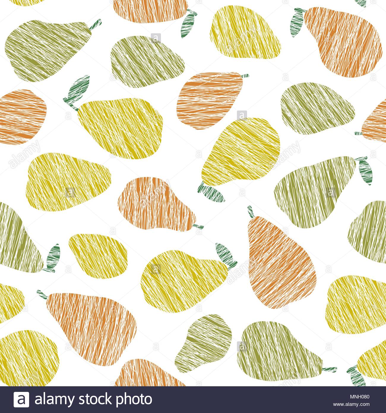 Colorful Pear Pattern Summer Harvest Background Seamless Image