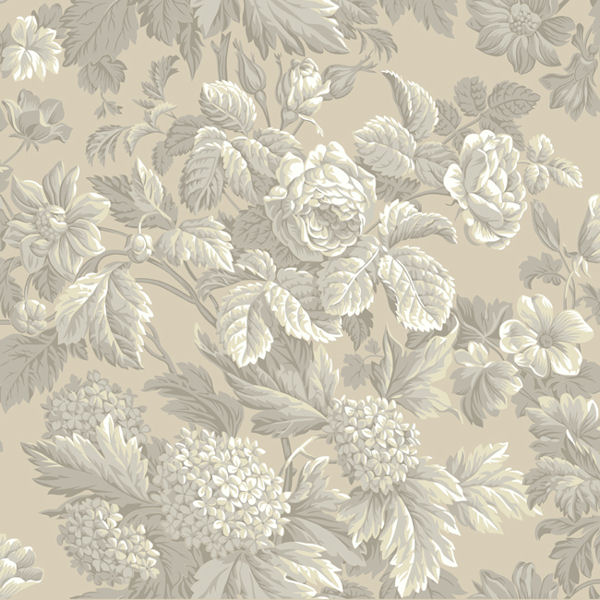 Beige And Grey Antique Floral Wallpaper Wall Sticker Outlet