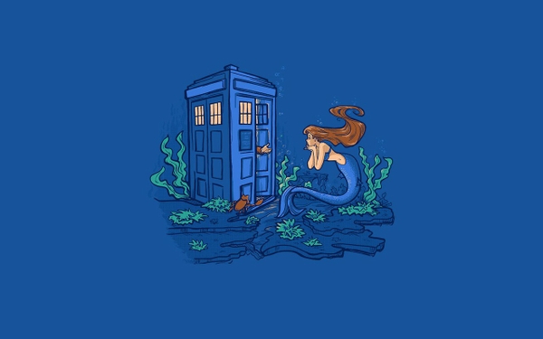 Little Mermaid Doctor Who Crossovers Ariel Blue Background