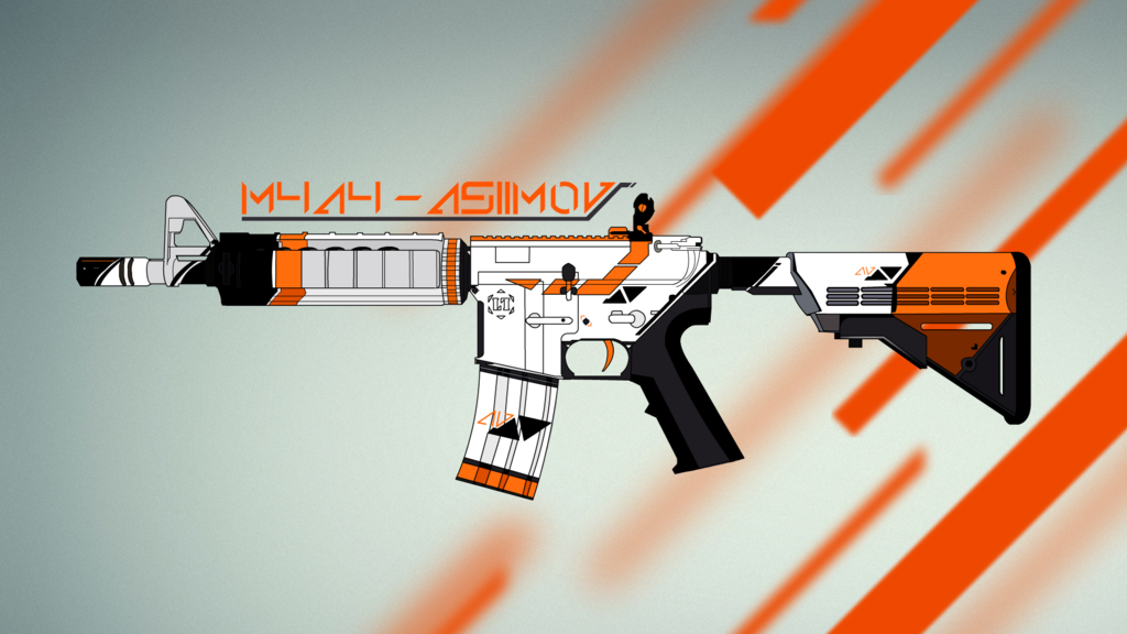M4a4 Asiimov Counter Strike Flash Drawing By Aerospikestudios On