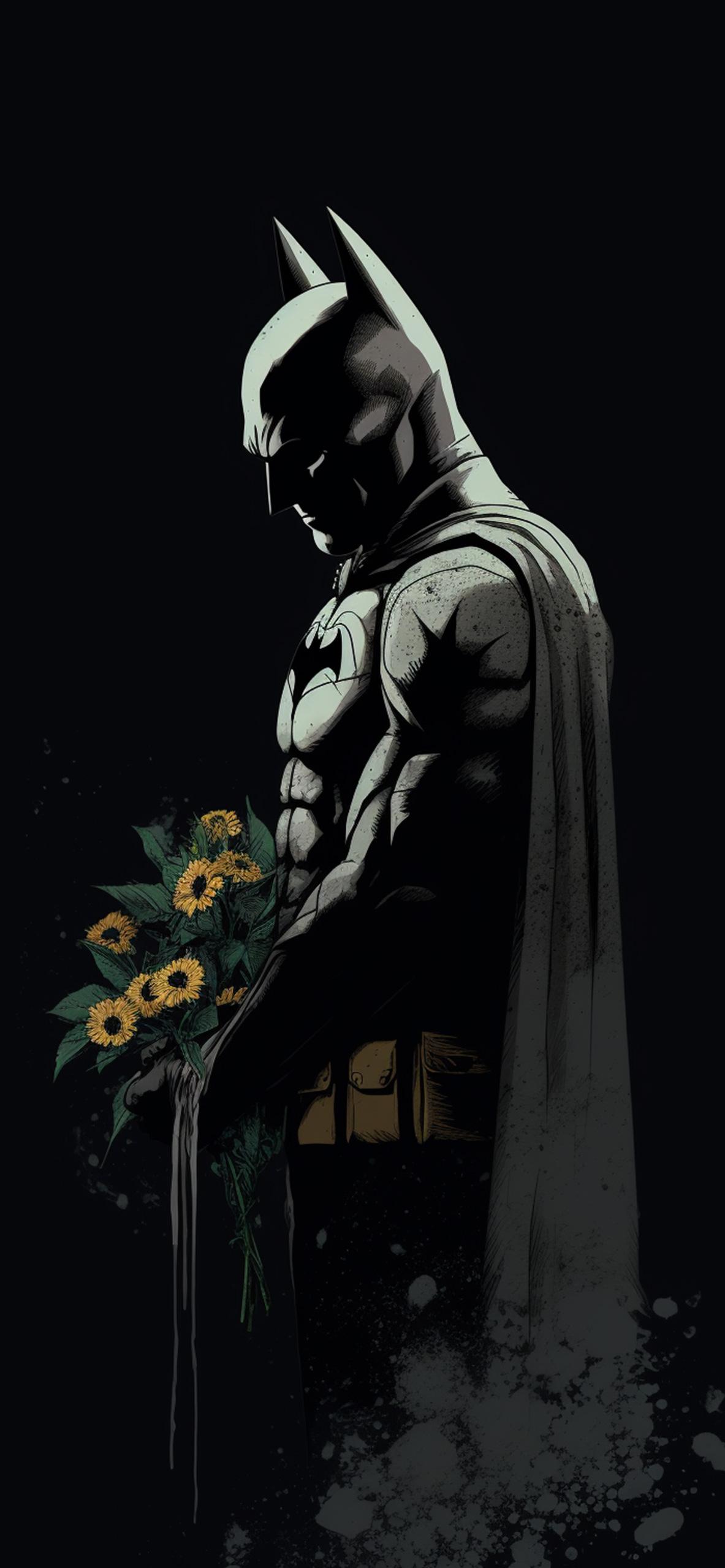 Dc Batman Flowers Dark Wallpaper iPhone