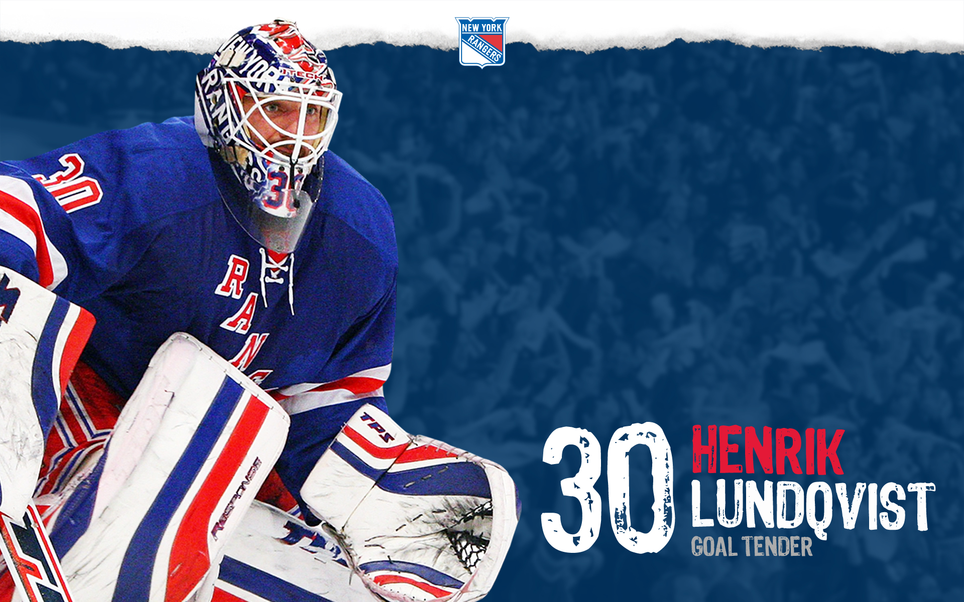 Henrik Lundqvist, New York Rangers Goaltender, in action during an NHL game