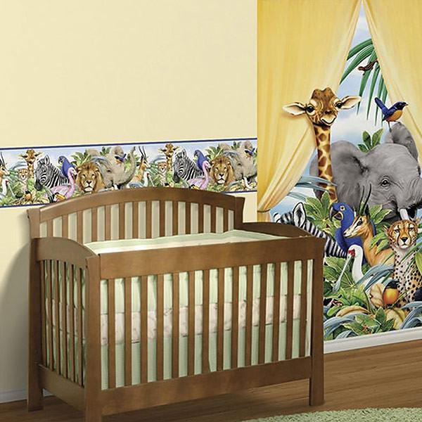 Baby Nursery Safari Jungle Animals Wallpaper Border Baubles N
