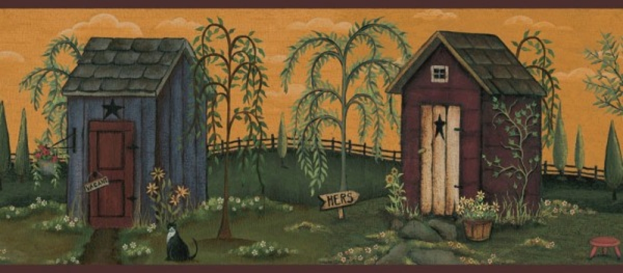 Primitive Country Outhouse Wall Border