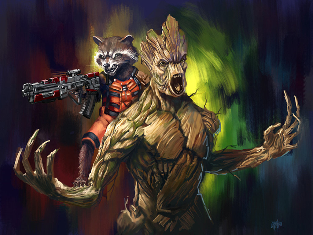 Noh Day Rocket And Groot By Grimbro