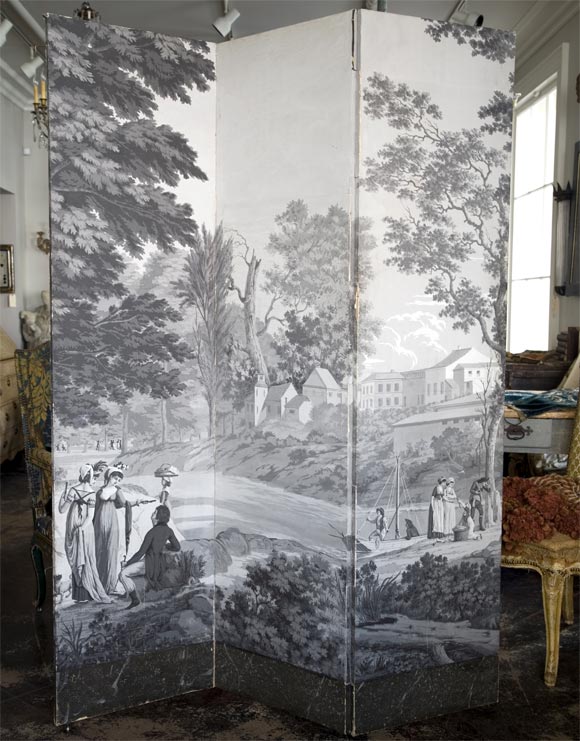 19thc Zuber Grisaille Wallpaper Screen At 1stdibs