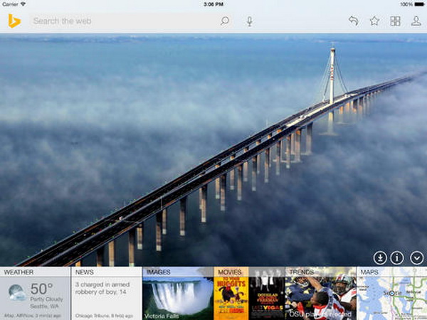 Bing for iPad updated for iOS 7 lets you save Bing image as wallpaper
