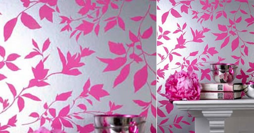 Midsummer Pink and Silver metallic modern floral wallpaper
