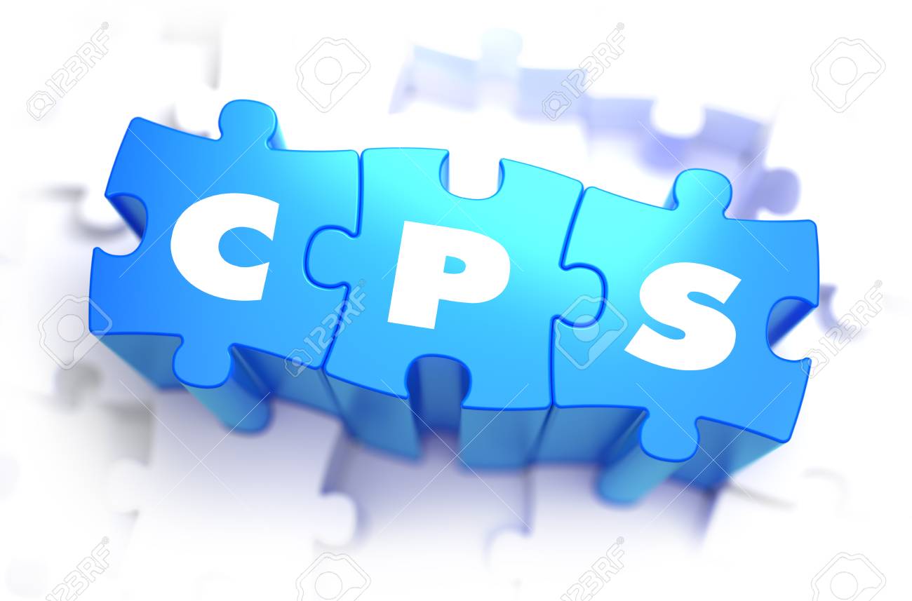 Cps White Word On Blue Puzzles Background 3d Render
