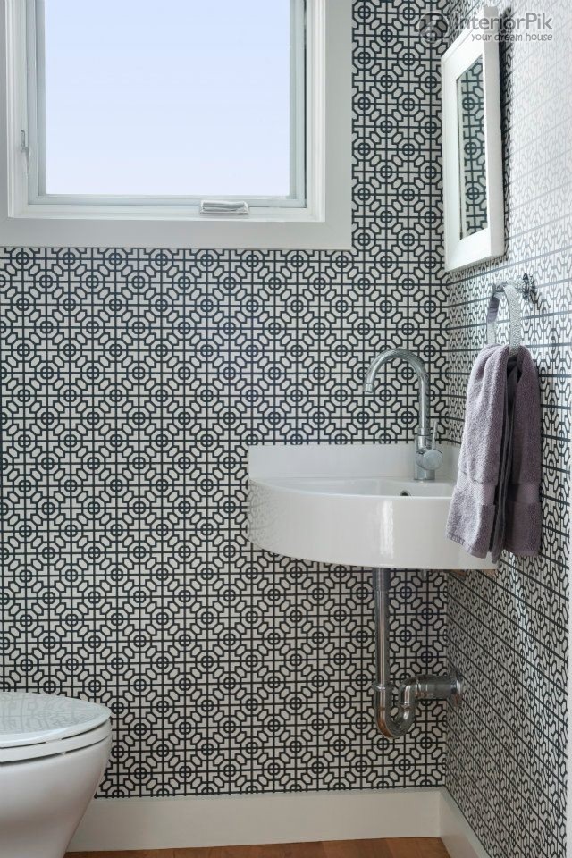 Small Bathroom Wallpaper Effect Chart Simple Toilet