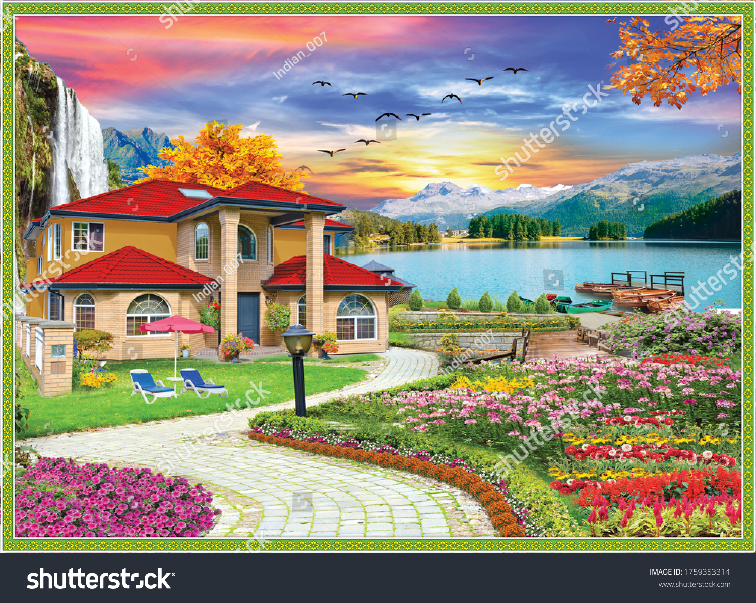 3d Wallpaper Design Amazing Landscape Stock Illustration