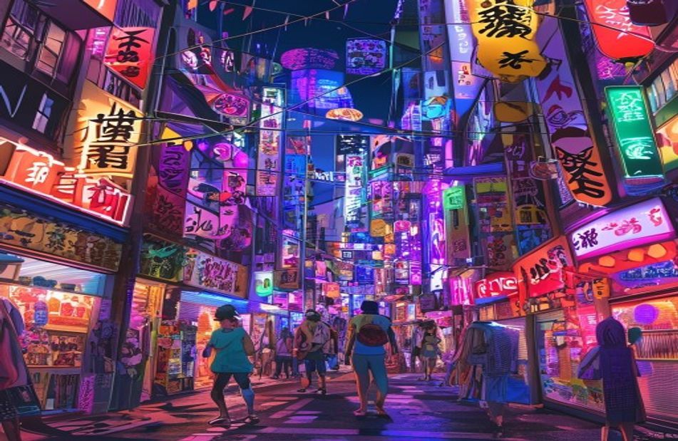 Japanese Anime Street 1080p Wallpaper