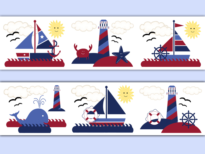Free download Nautical Wallpaper Border Wall Decals Baby Boy Sailboat