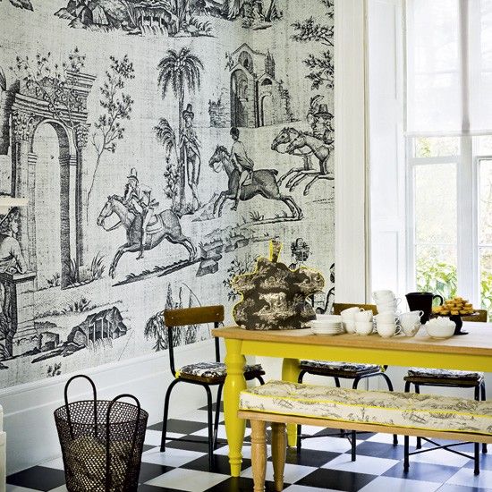 Large Scale Toile Wallpaper