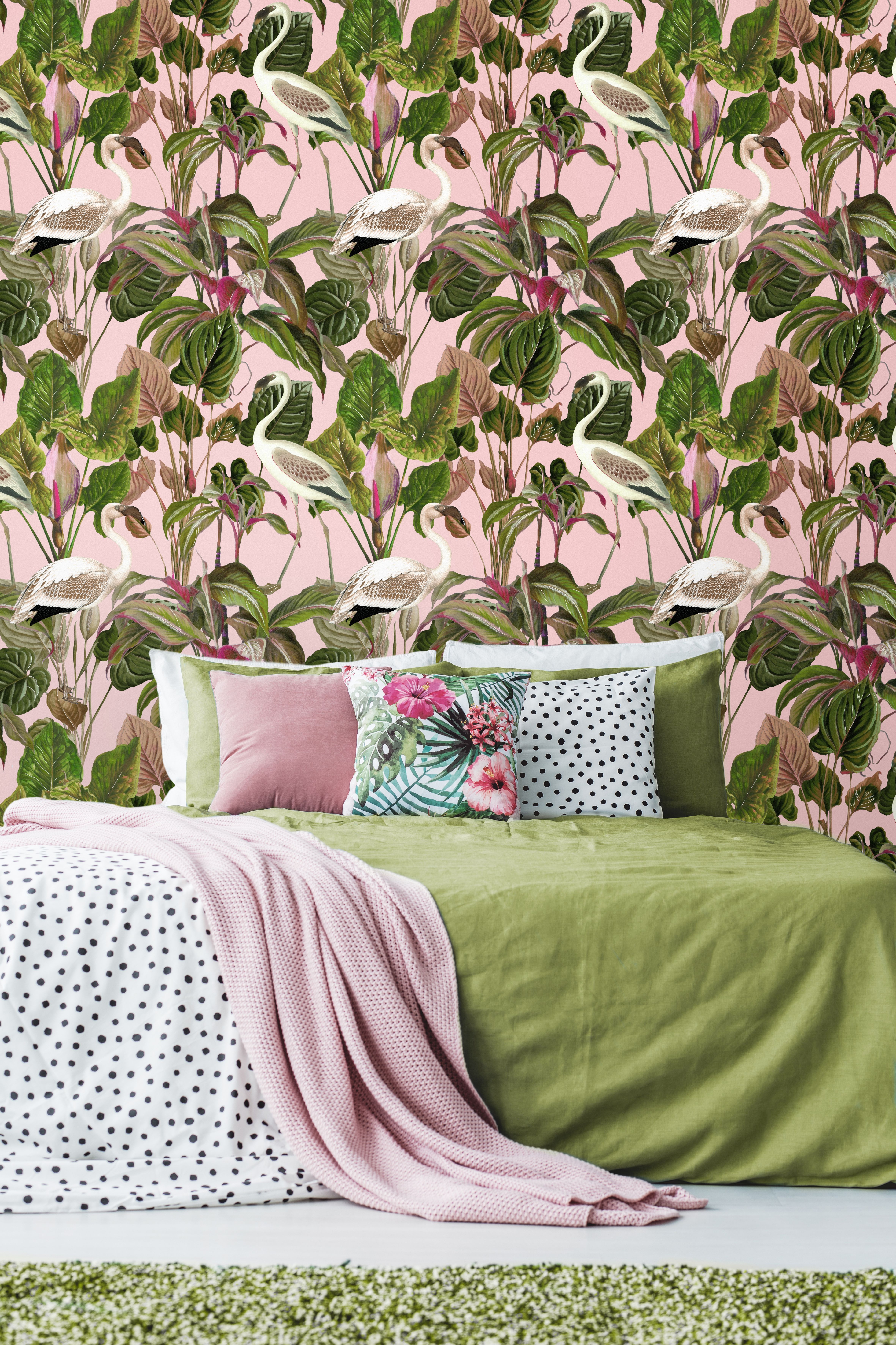 Beverly Hills Botanicals In Pink Wallpaper Funky