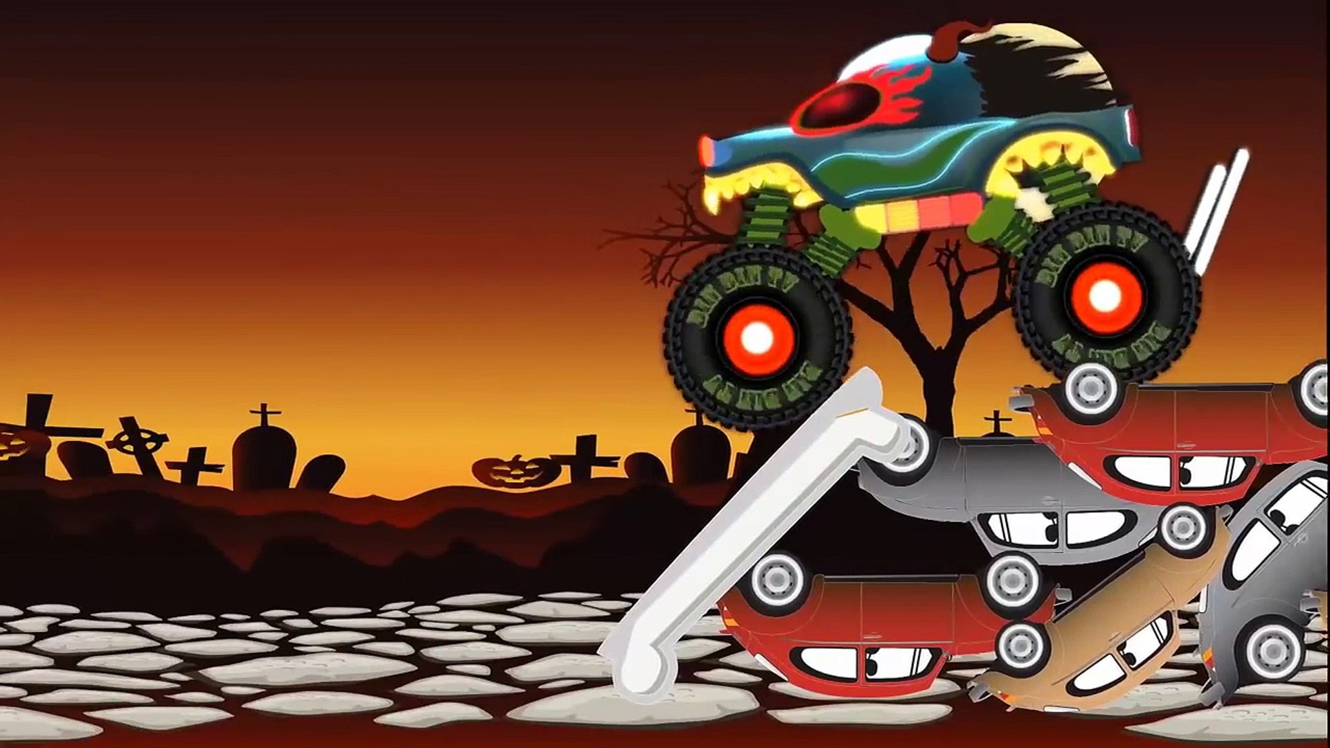Monster Trucks Cartoons For Children Scary Truck In Halloween