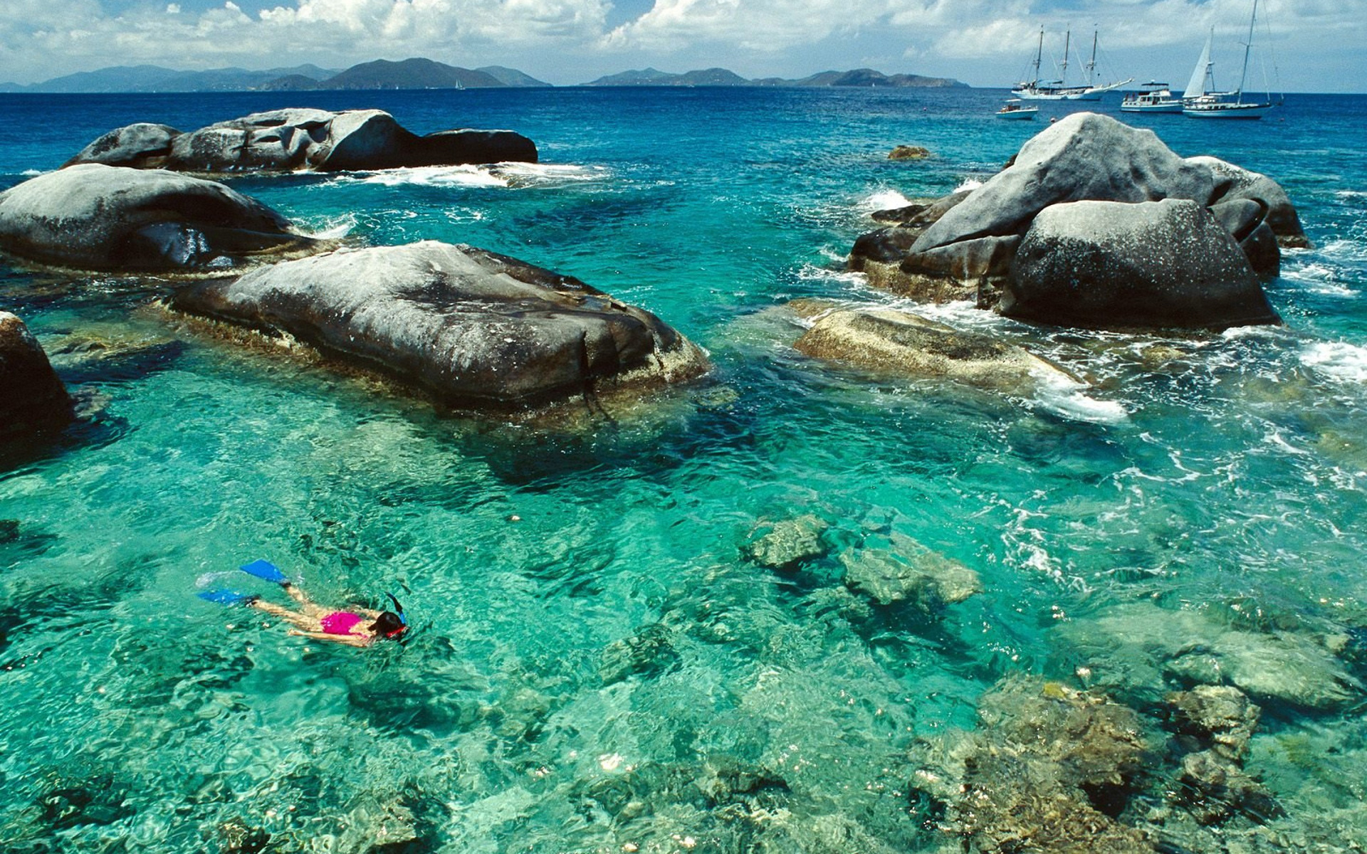 Wallpaper Baths British Virgin Islands Diving Sea Stone Bvi