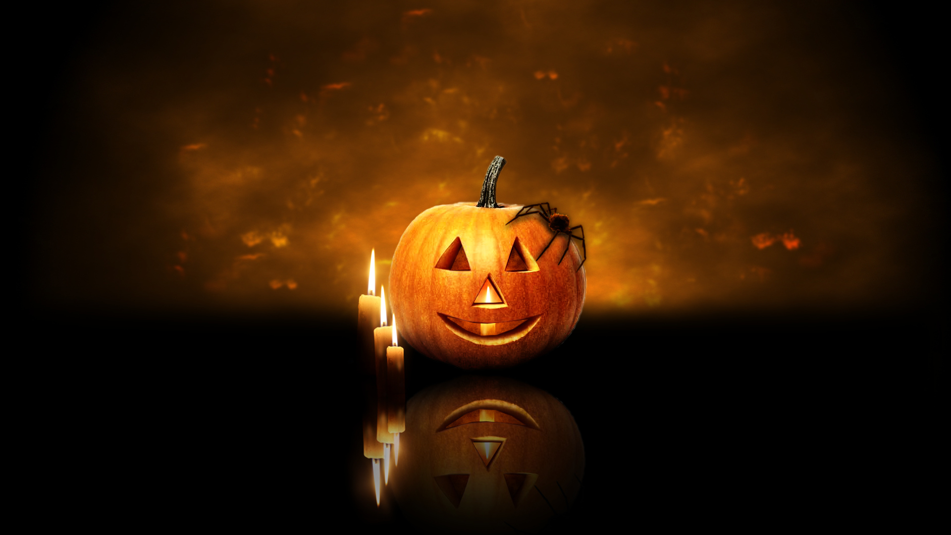 Halloween Pumpkin Candles Wallpaper HD