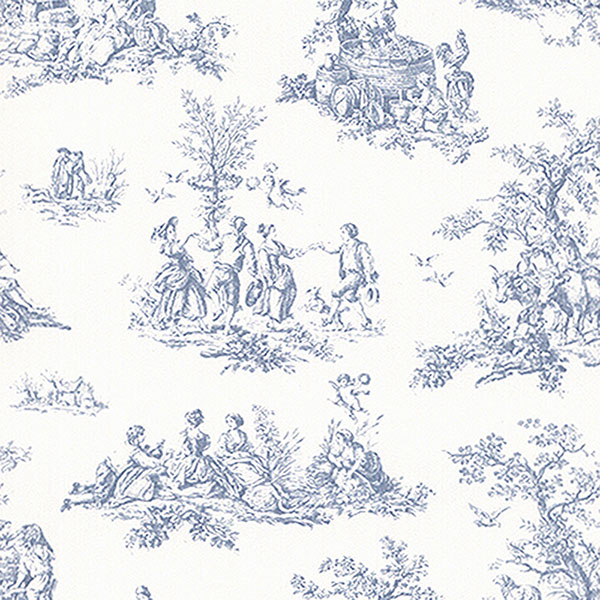 Prints Blue French Country Side Toile Wallpaper Cn24619