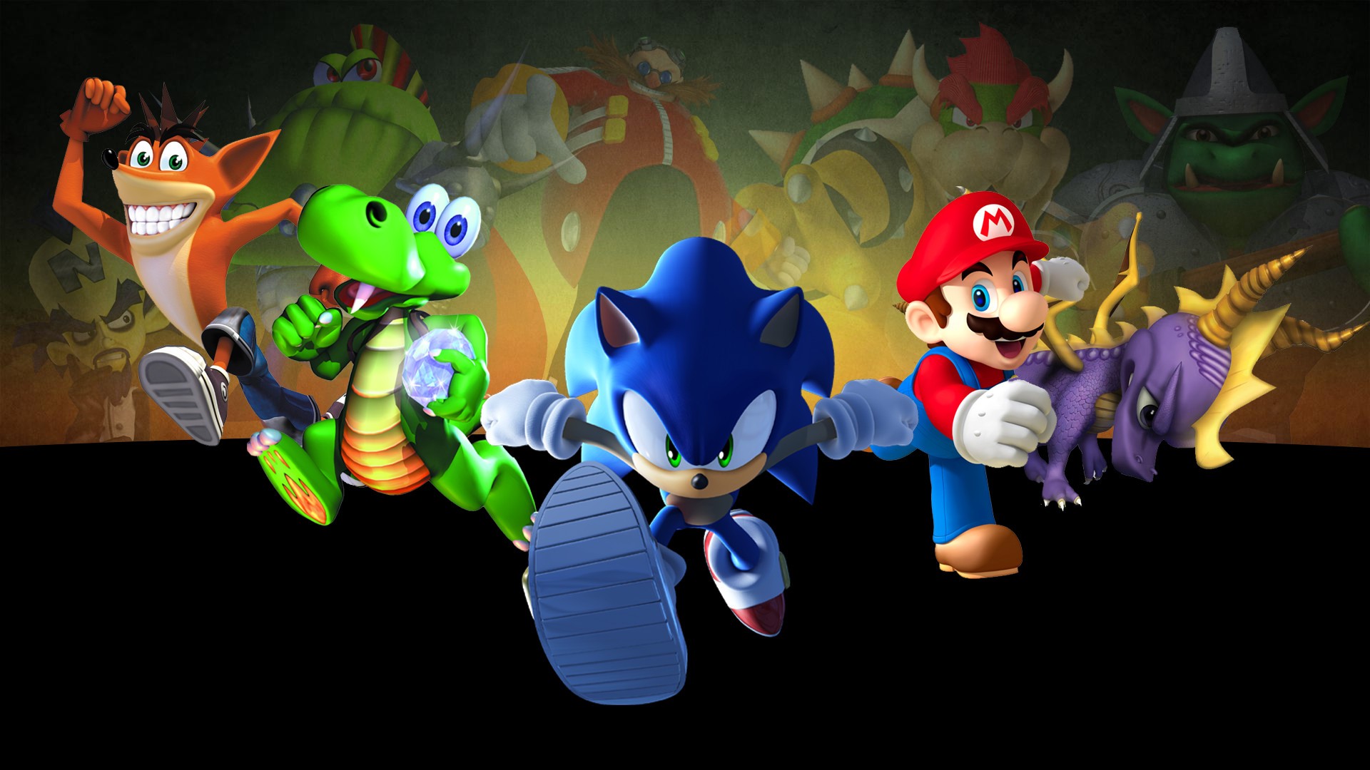 Mario Sonic Crash And Spyro Wallpaper