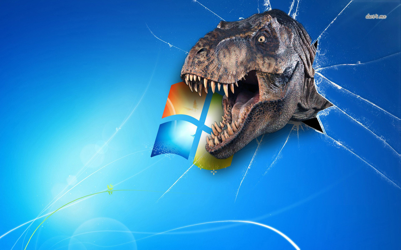 Dinosaur And Windows Logo Wallpaper Puter