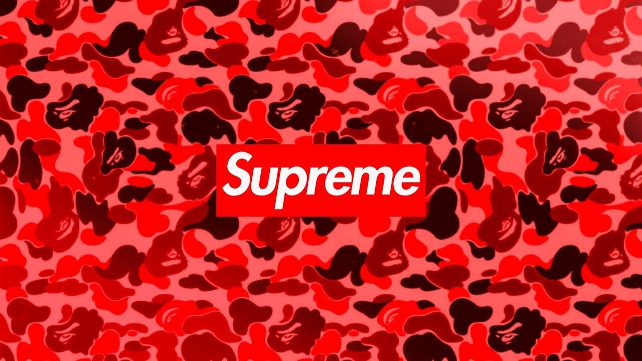 Supreme Bape Logo Red Wallpaper On