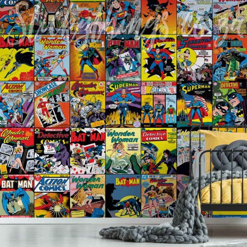 Free download DC Comics Wall Mural Vintage Comic Book Covers Wallpaper