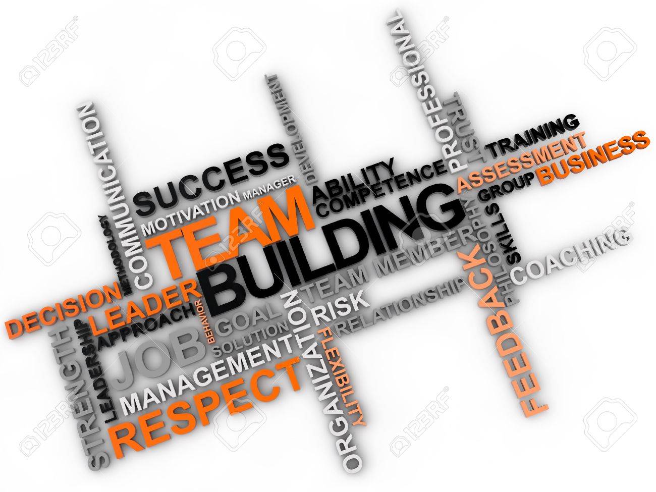 Team Building Word Cloud Over White Background Stock Photo