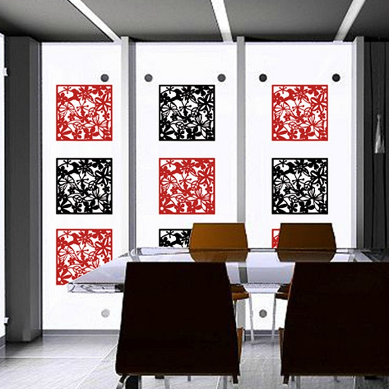 4pcs Flower Wallpaper Wall Sticker Hanging Screen Curtain Room