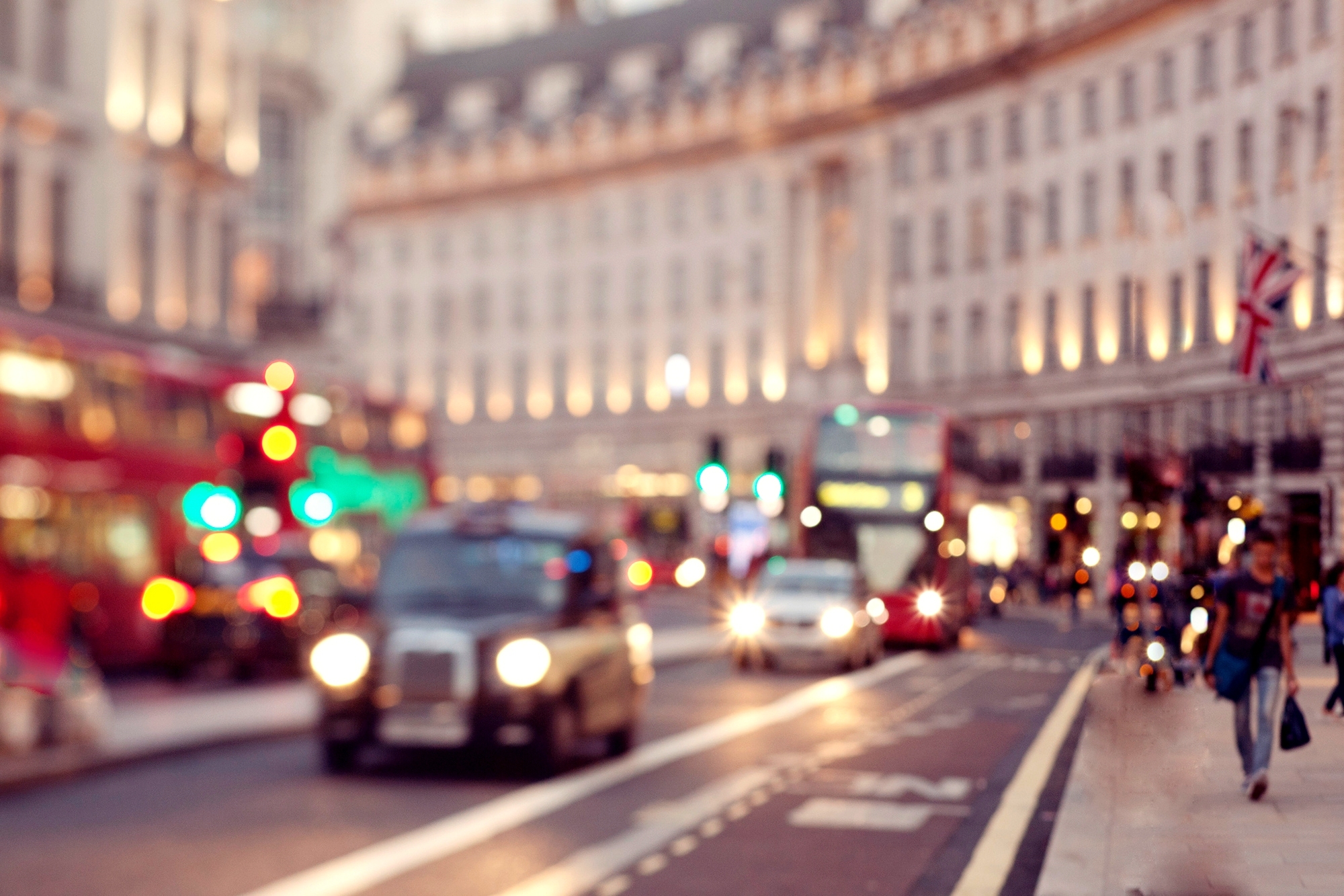 City Great Britain London Road Car Taxi Street People Bokeh