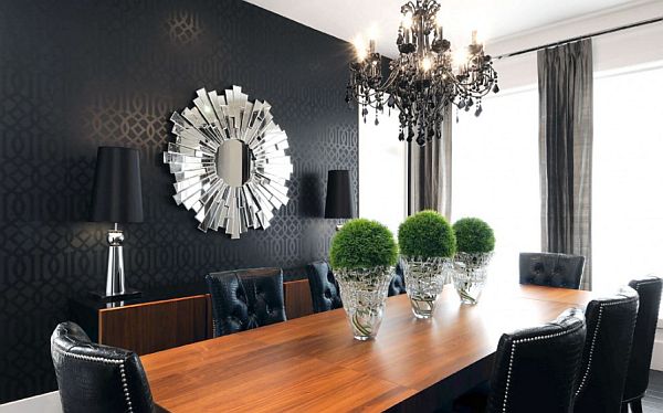 Black Wall Art For Contemporary Dining Room With Modern Table And
