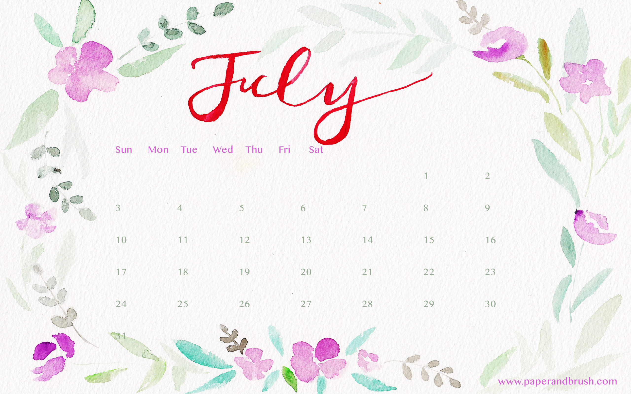 Desktop Wallpaper Calendar July To Amber