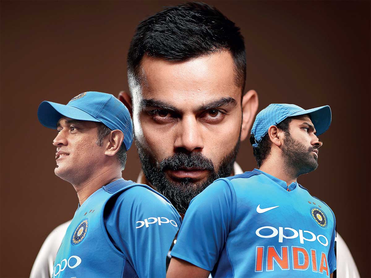 World Cup With Ms Dhoni And Rohit Sharma By The Side Virat