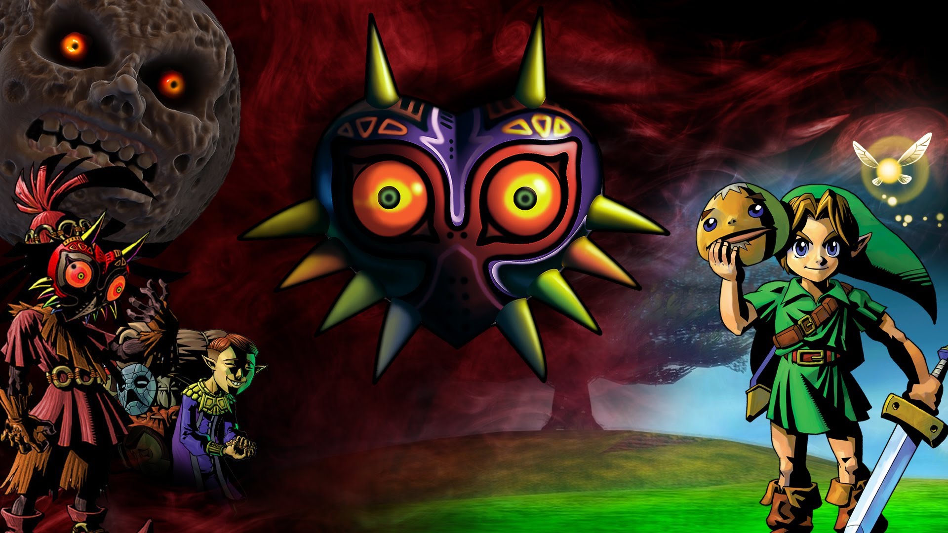Art Majora S Mask Link Zelda 3ds Release Background