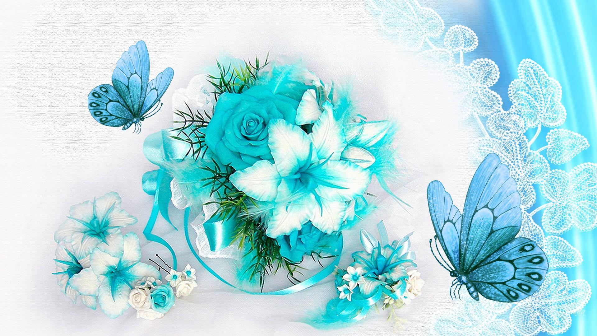 Aquamarine Floral HD Desktop Wallpaper Widescreen High Definition