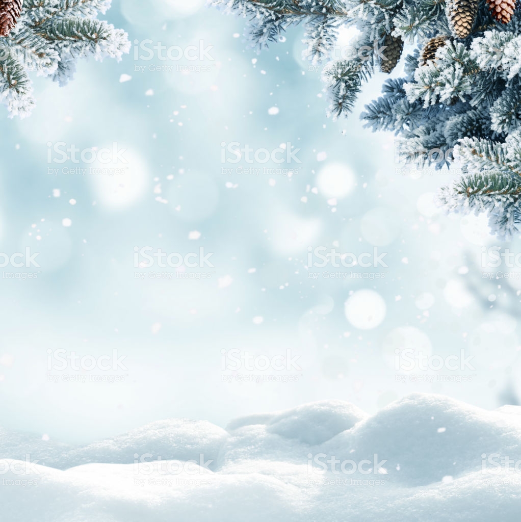 Christmas Winter Background With Snow And Blurred Bokehmerry