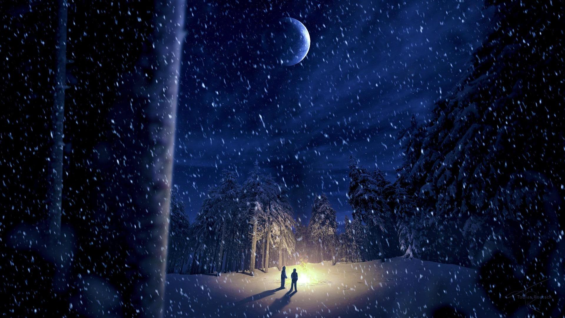 Beautiful Winter Night Wallpaper