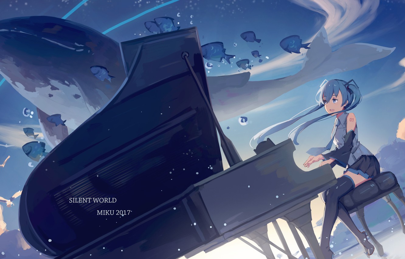 Wallpaper Girl Anime Art Kit Piano Vocaloid Image For