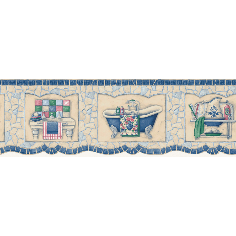  Blue Mosaic Bath Tub Prepasted Wallpaper Border at Lowescom 900x900
