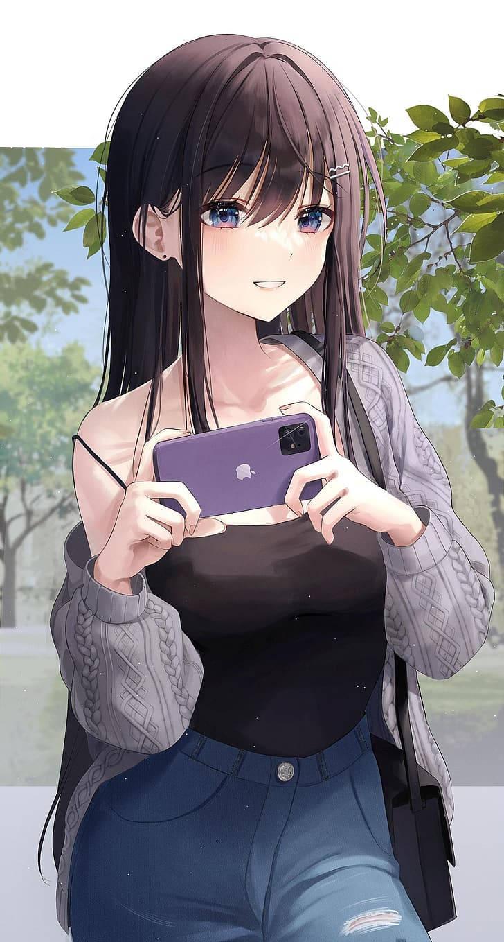 Anime Girl Phone Selfie Wallpaper