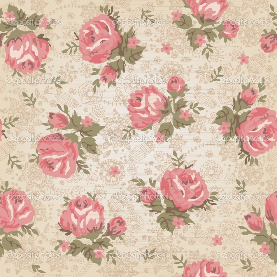 Vintage Flower Pattern Vector Background Wallpaper