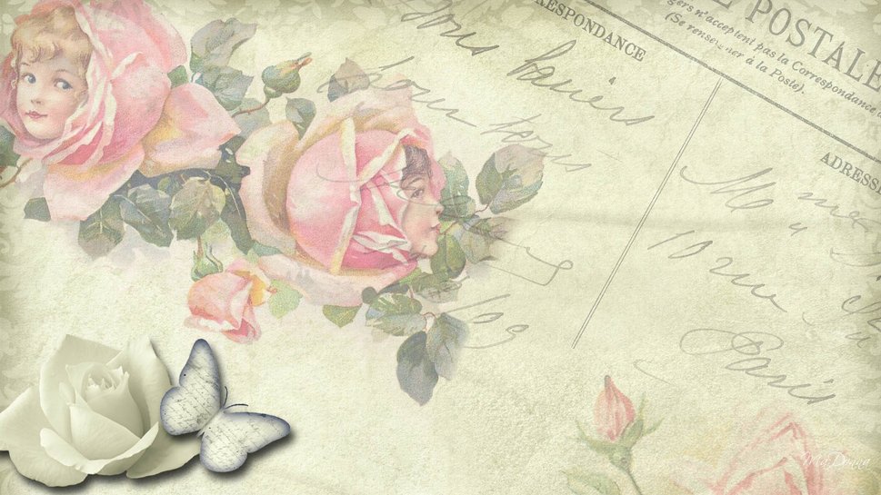 Vintage Romantische Roses Wallpaper