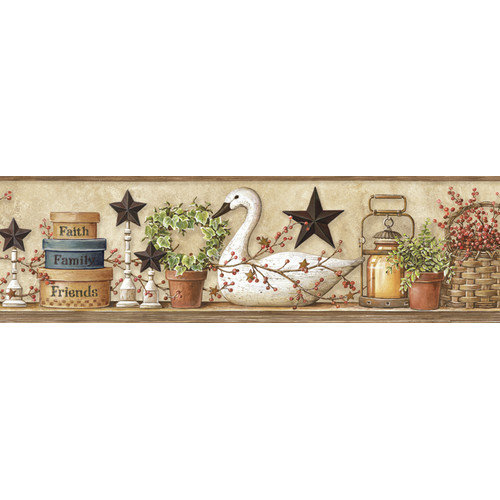  Home Fashions Pure Country Rue Swan Star Collage Wallpaper Border 500x500